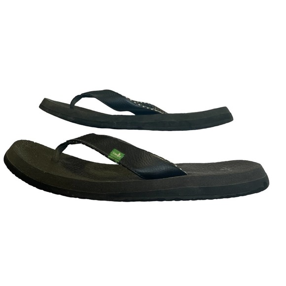 Sanuk WOMEN'S 8 / 40 SANDALS YOGA MAT BLACK Beach FLIP FLOPS SLIP ON Thongs - Picture 3 of 11
